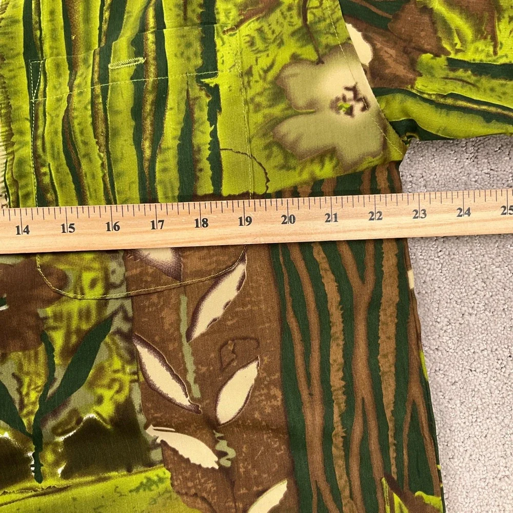 VIRGOLA Uomo Shirt Mens Mediun Green‎ Brown Abstract Statement Party Resortwear